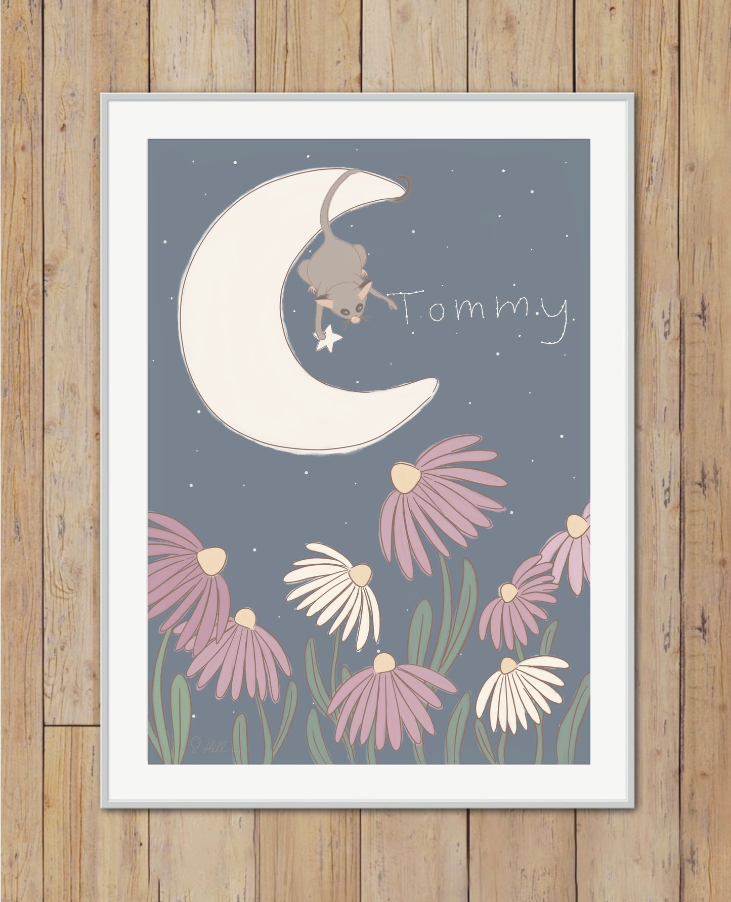 Moon flower possum - personalised illustration