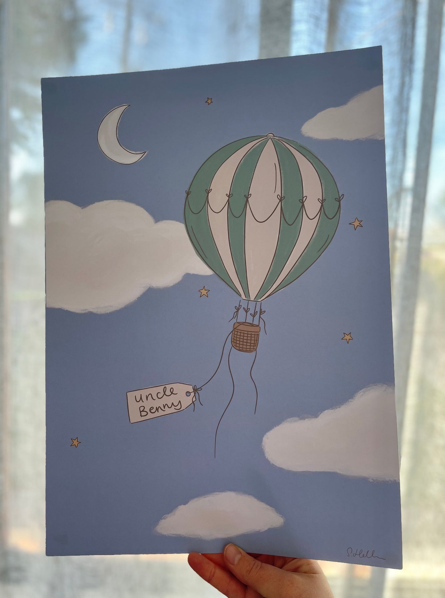 Hot air balloon - personalised illustration