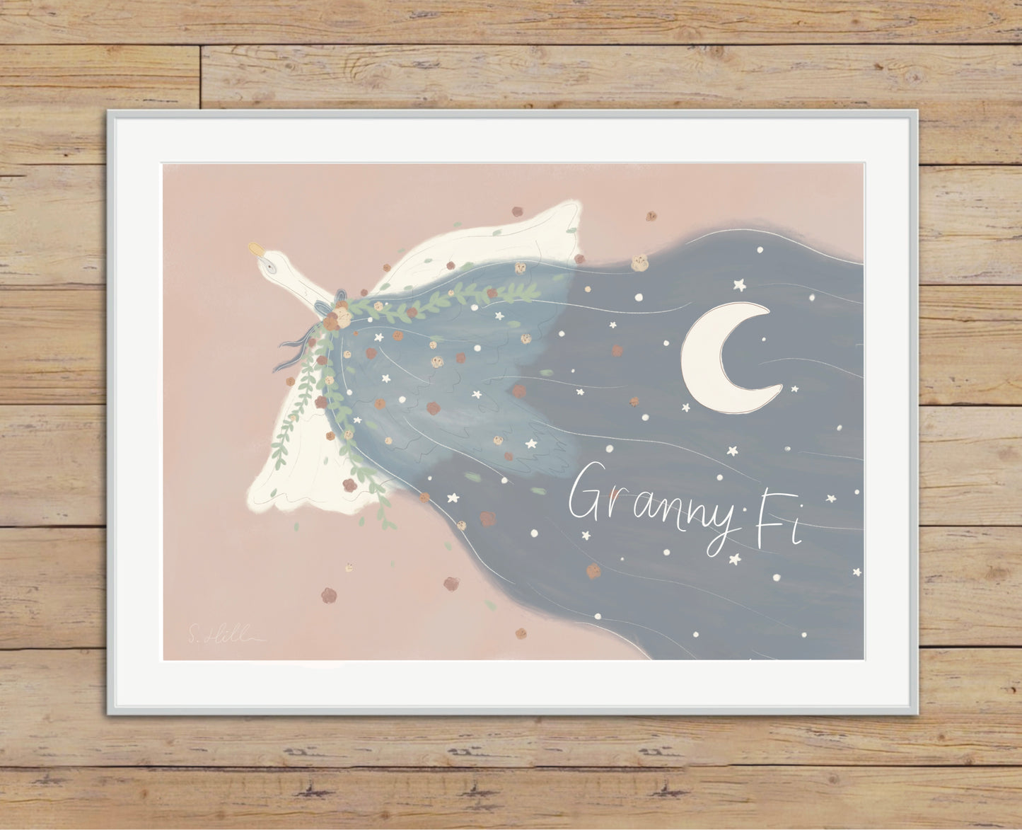 Swan sunset - personalised illustration