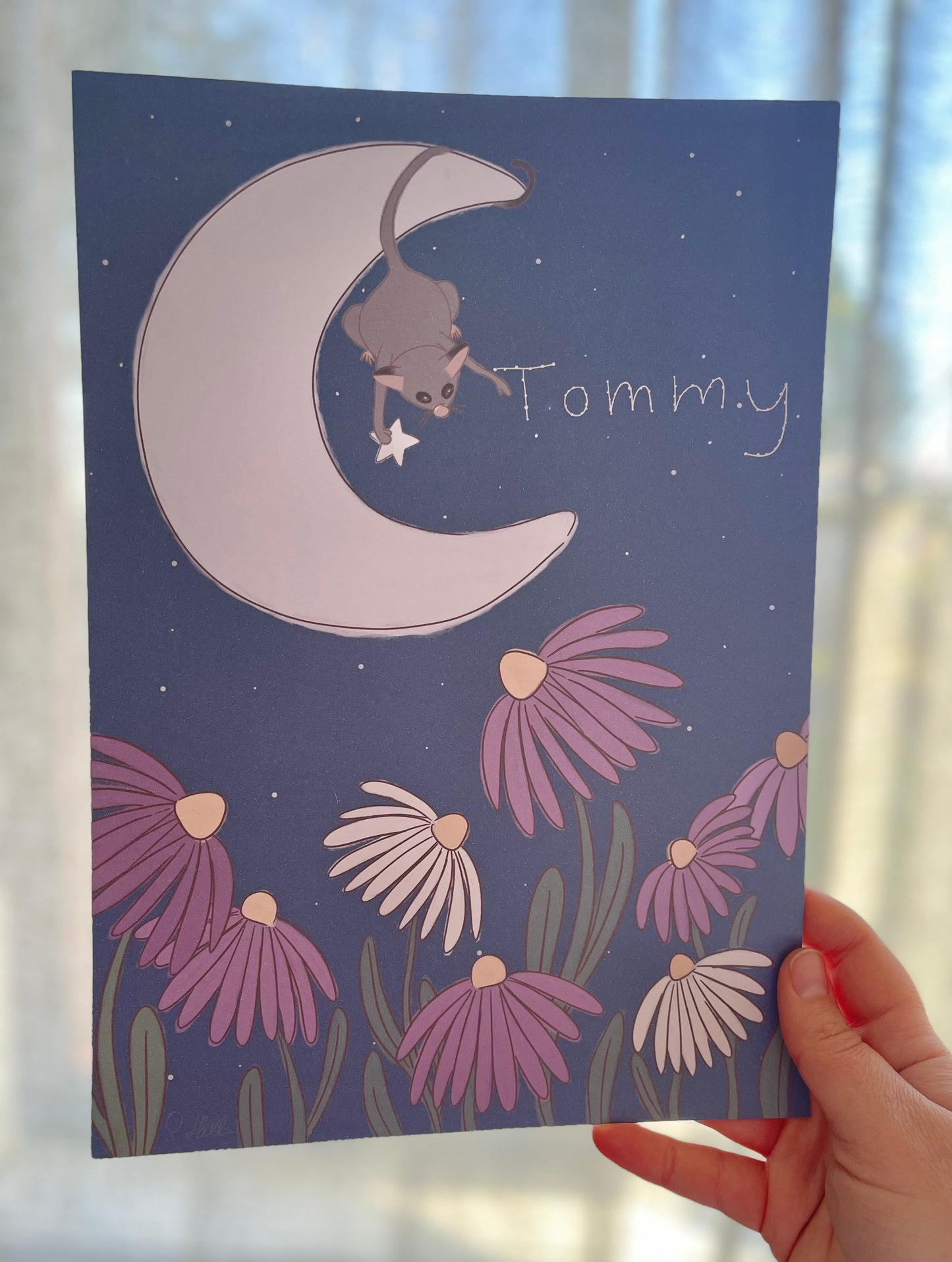 Moon flower possum - personalised illustration