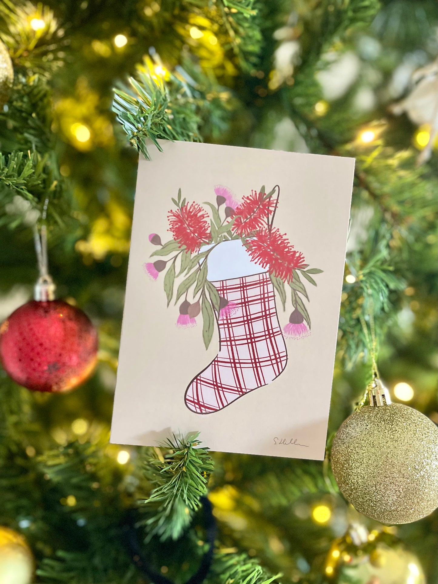 Boutique hand illustrated Christmas cards set (pack of 4 with linen envelopes)