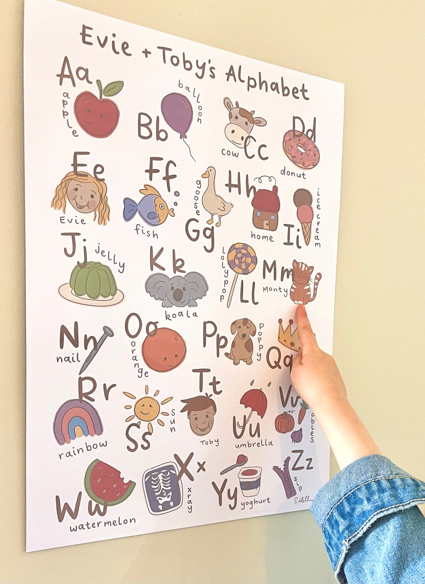 Fun style - Personalised Alphabet chart ( size A3)