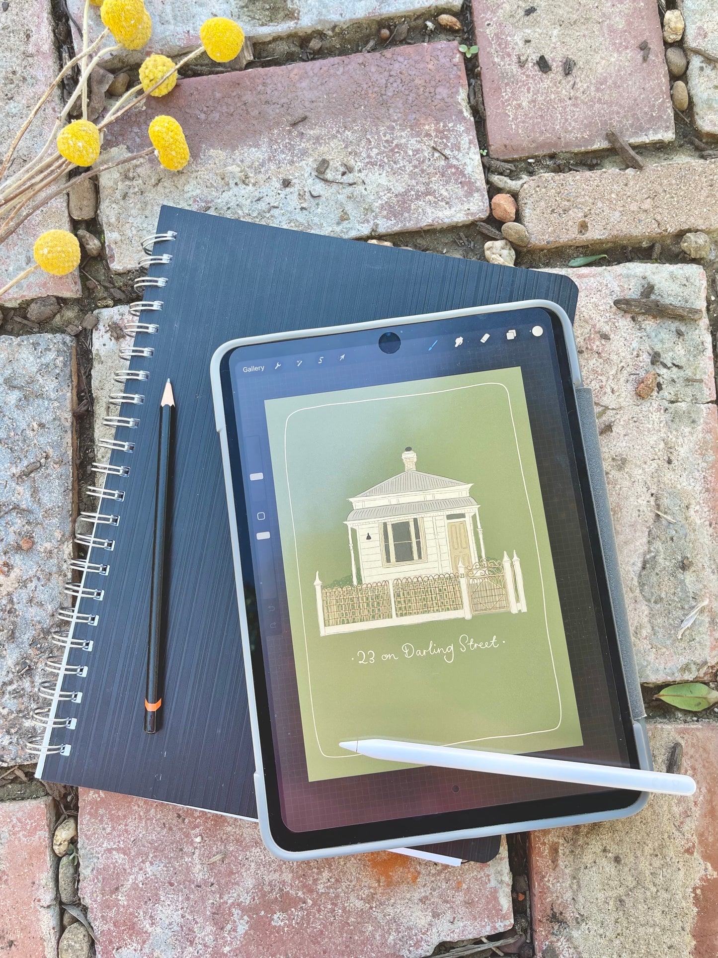 Feels like home- line and colour illustration