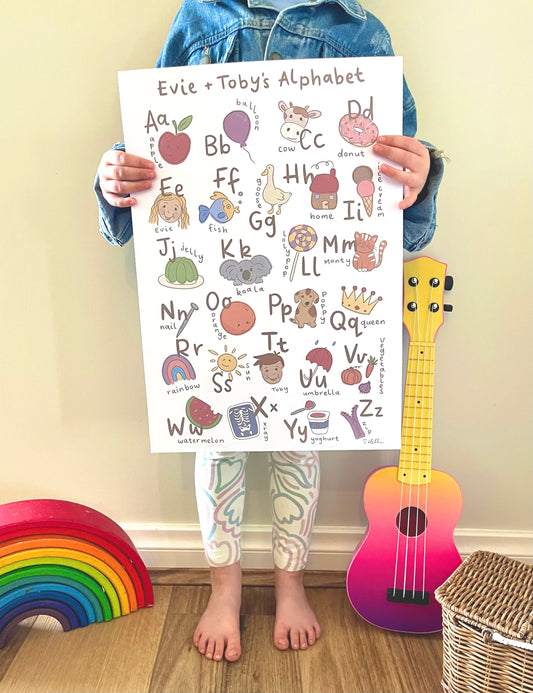 Fun style - Personalised Alphabet chart ( size A3)