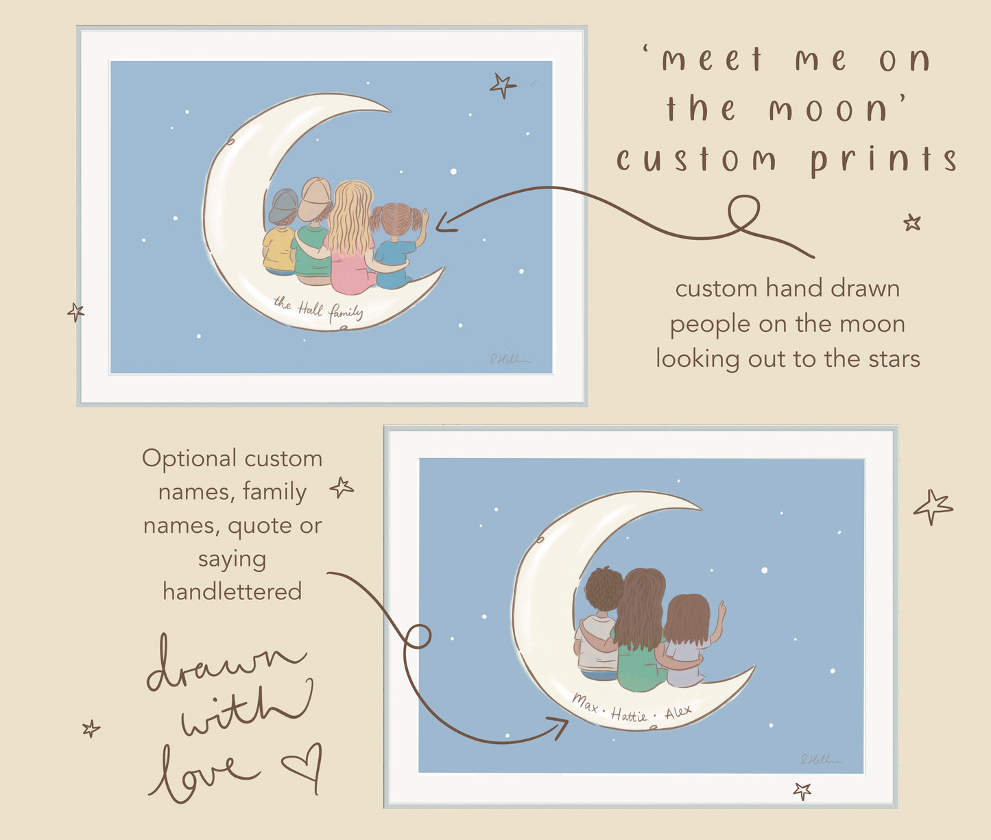 ‘meet me on the moon’ - custom illustration