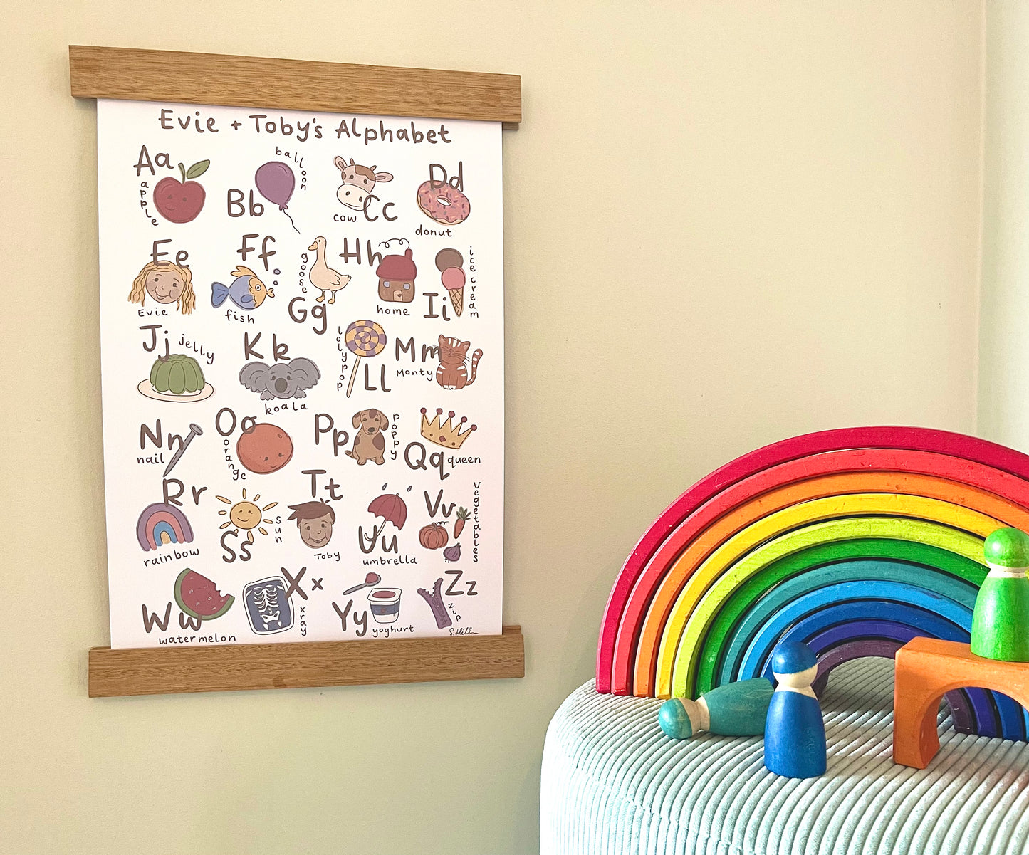Fun style - Personalised Alphabet chart ( size A3)