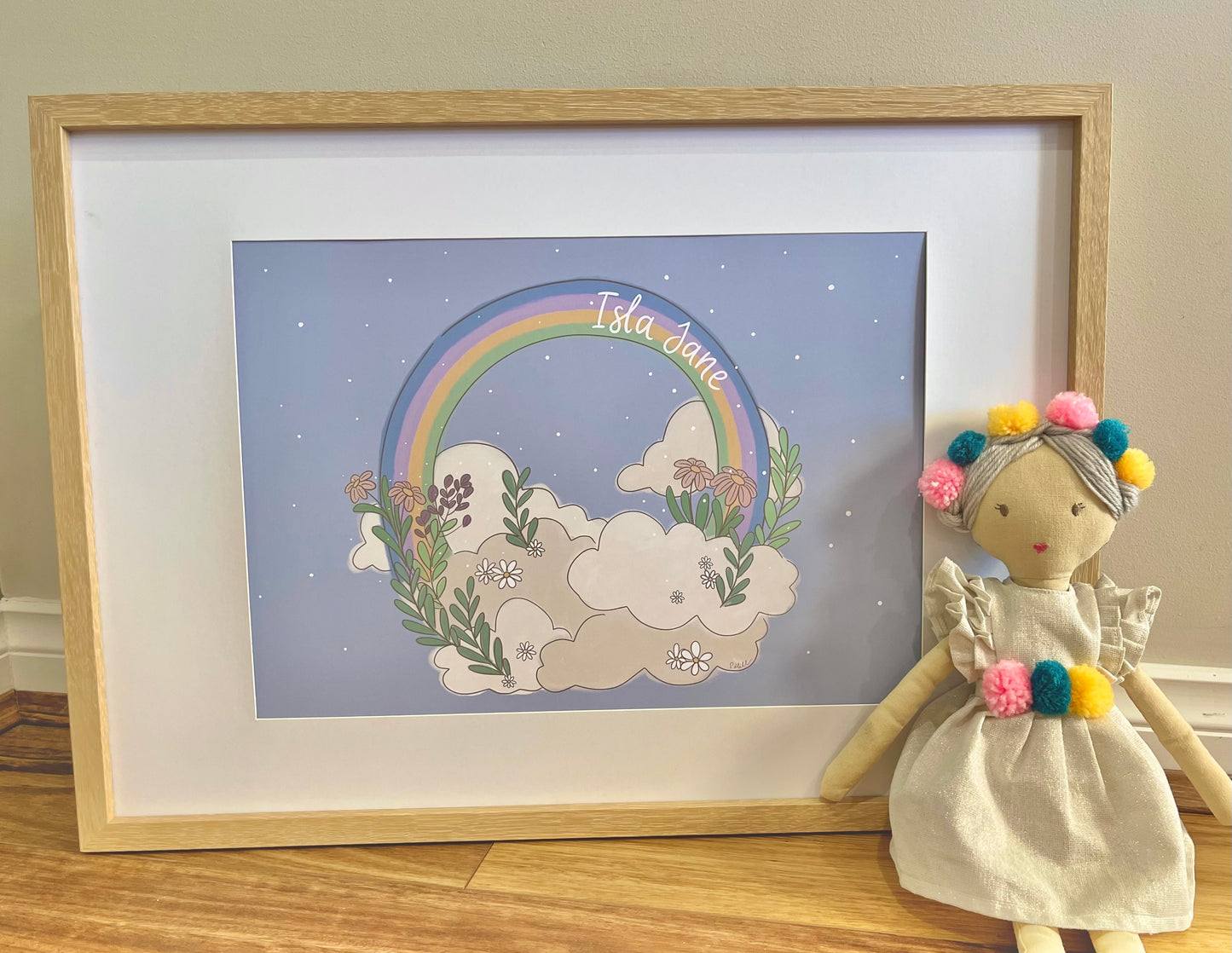 Rainbow skies - personalised illustration