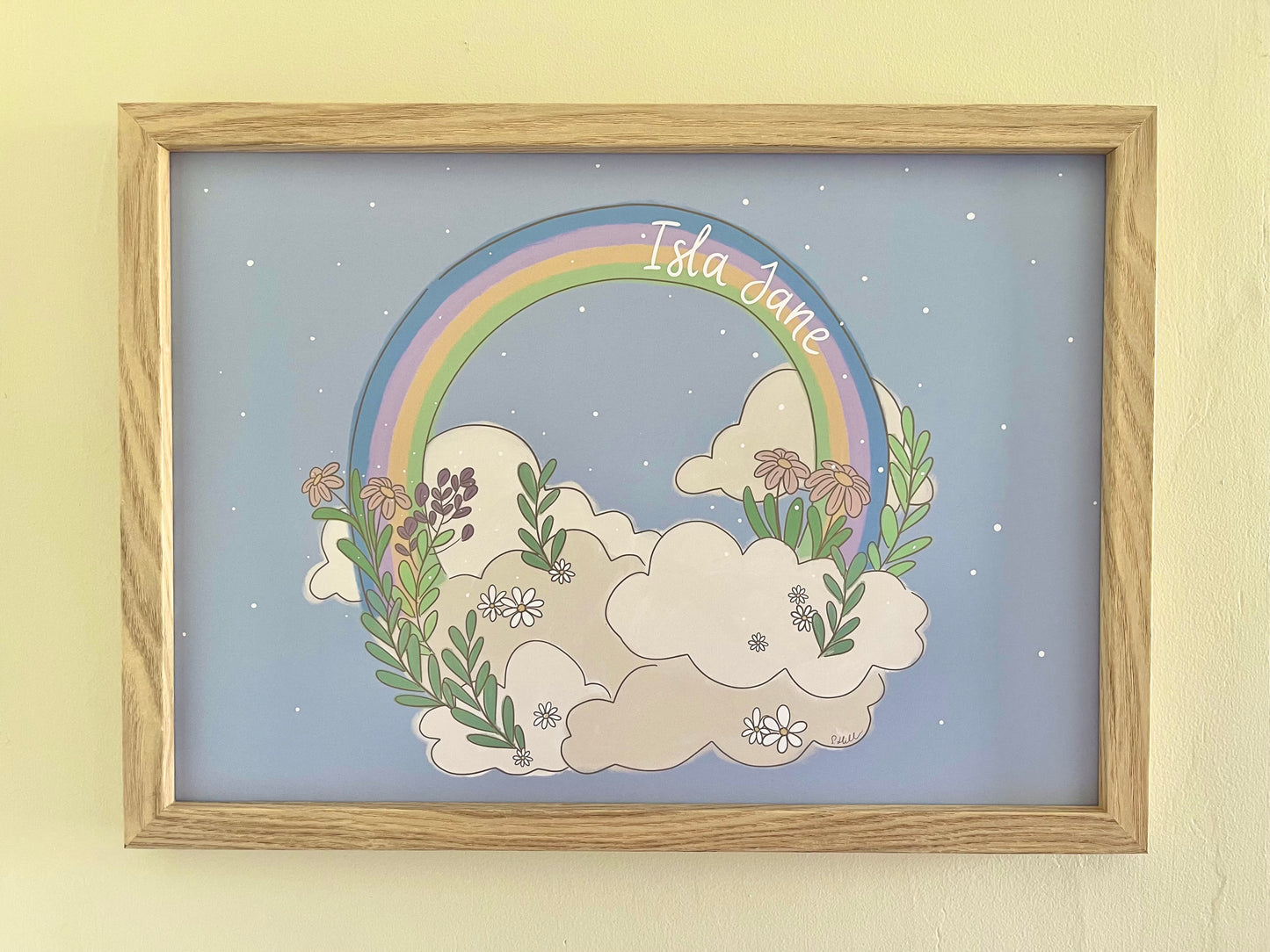 Rainbow skies - personalised illustration