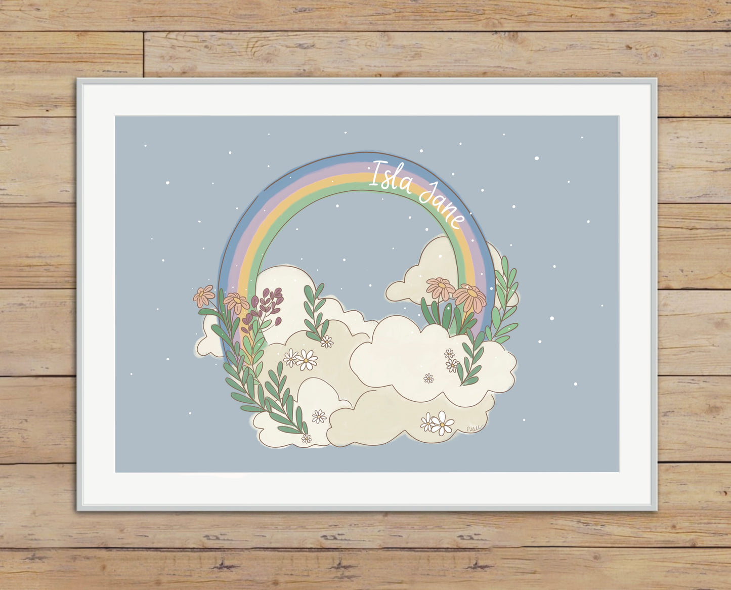 Rainbow skies - personalised illustration