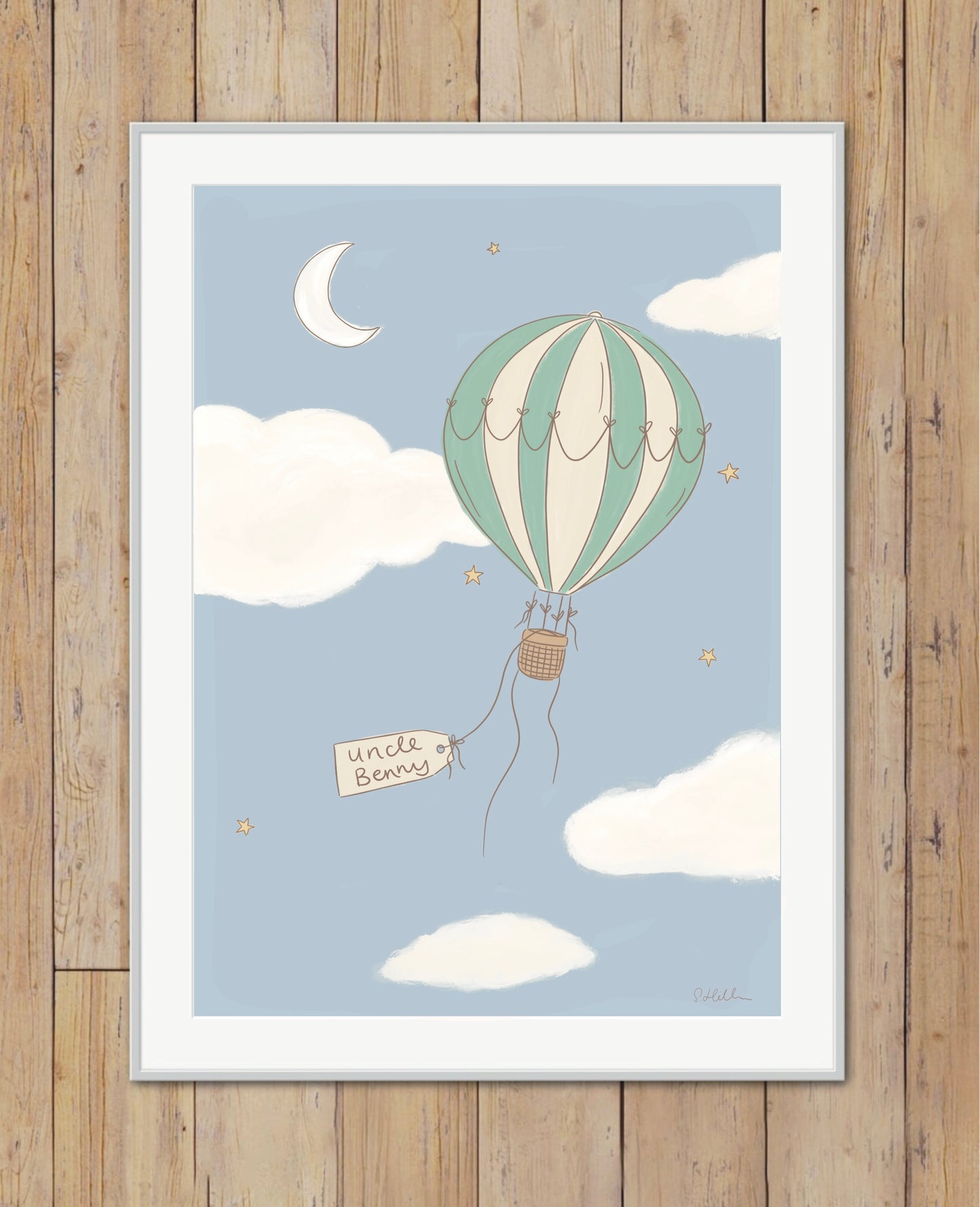 Hot air balloon - personalised illustration